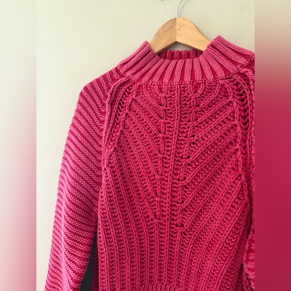 Free People‎ Pink Knit Oversized Sweetheart Sweater NWT - Picture 4 of 5
